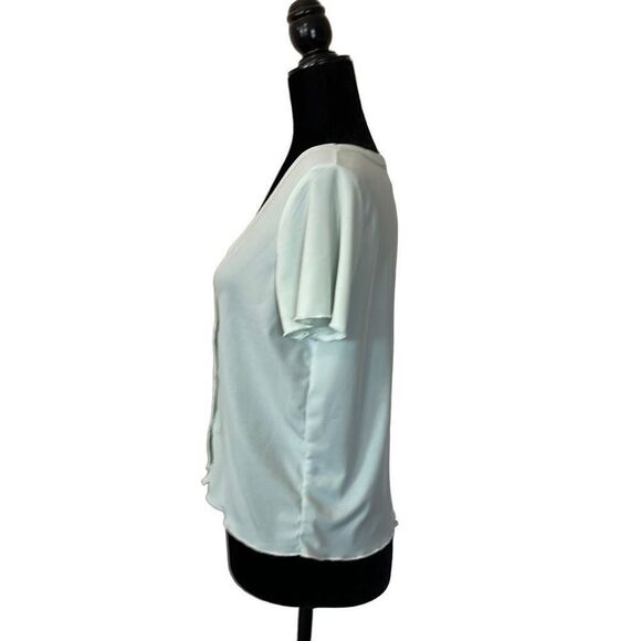 Mint Sheer Button Front Top - Picture 2 of 4